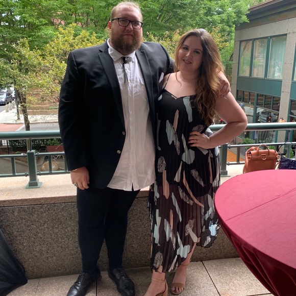 💠 accordion pleated dress formal sleeveless wedding guest asymmetrical Bar III - Picture 5 of 5